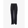 Gymshark Womens  Ld X Gs Flared Wide-leg Stretch-jersey Trouser In Gs Black