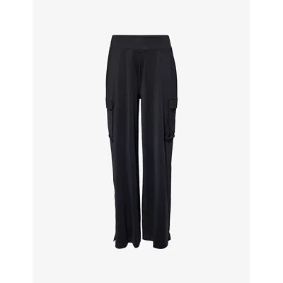 Gymshark Womens  Ld X Gs Flared Wide-leg Stretch-jersey Trouser In Gs Black