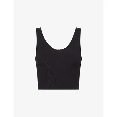 Gymshark Womens Gs Black Luxe Ribbed Stretch-knit Tank Top Xl