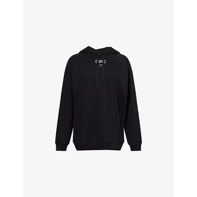 Gymshark Womens  Running Graphic Cotton-jersey Hoody In Gs Black