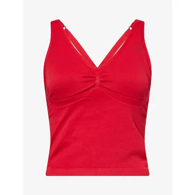 Gymshark Womens Gs Carmine Red Lift Seamless Logo-print Midi Tank Top