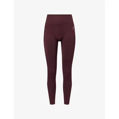 Gymshark Womens Gs Cherry Purple Everyday Seamless High-waisted Stretch-nylon Leggings Xl In Brown