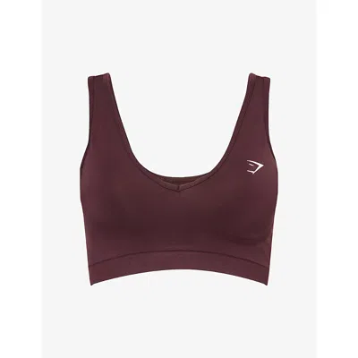 Gymshark Womens Gs Cherry Purple Everyday Seamless Stretch-nylon Sports Bra In Black