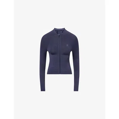 Gymshark Womens Gs Heavy Blue Soft Sculpt Zip Up Stretch-woven Jacket Xs
