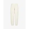 Gymshark Womens  Everywear Two-slip-pockets Tapered-leg Mid-rise Cotton-jersey Jogging Bottoms In Gs Oat White