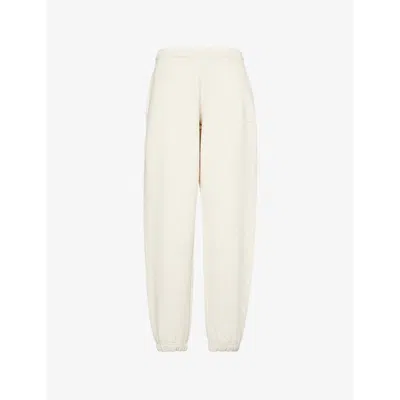 Gymshark Womens  Everywear Two-slip-pockets Tapered-leg Mid-rise Cotton-jersey Jogging Bottoms In Gs Oat White