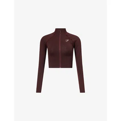 Gymshark Womens Gs Rich Maroon/ Marl Vital Seamless 20 Stretch-woven Jacket In Brown