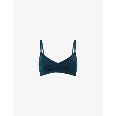 Gymshark Womens  Vital Shine Moulded-cups Stretch-woven Sports Bra In Gs Strong Teal