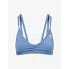 Gymshark Womens Minimal Triangle-cup Jersey Sports Bra Gs Worn Blue In Blue