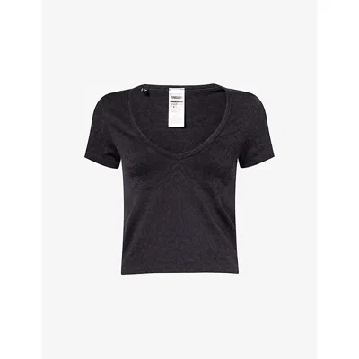 Gymshark Womens Gs Black/gs Asphalt Grey Adapt Animal-print Short-sleeve Stretch-woven Top In Multi