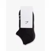 Gymshark Womens Black Brand-pattern Pack-of-three Cotton-blend Knitted Trainer Socks In Black