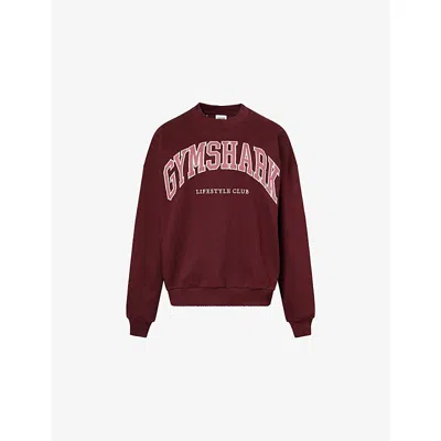 Gymshark Womens Gs Rich Maroon Collegiate Crew-neck Cotton-blend Sweatshirt In Burgundy