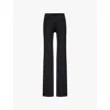 Gymshark Womens Black Crossover Flared-leg Tall Stretch-woven Leggings In Black