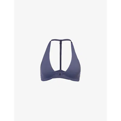 Gymshark Womens Elevate Halterneck Stretch-woven Sports Bra Gs Heavy Blue
