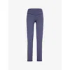 Gymshark Womens Elevate Stitched Tapered-leg Mid-rise Stretch-woven Leggings Gs Heavy Blue In Gs Heavy Blue