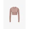 Gymshark Womens Pink Everyday Seamless Long-sleeve Stretch-jersey Crop Top In Pink