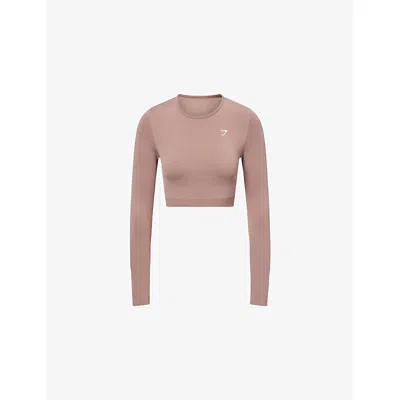 Gymshark Womens Pink Everyday Seamless Long-sleeve Stretch-jersey Crop Top