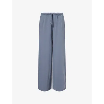 Gymshark Womens Gs Iron Blue Form Wide-leg Cotton-blend Jogging Bottoms