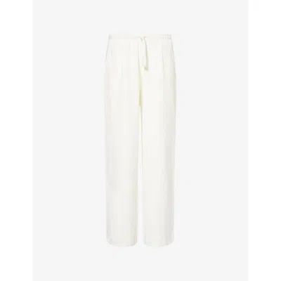 Gymshark Womens Gs Soft White Form Wide-leg Cotton-blend Jogging Bottoms
