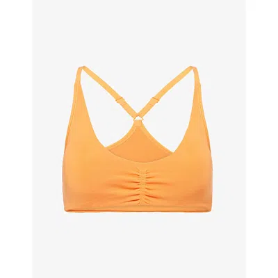 Gymshark Womens Gs Dayglow Peach Interval Seamless Sports Bra Xs In Yellow