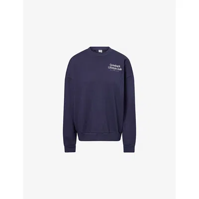 Gymshark Womens Gs Heavy Blue Lifestyle Club Graphic Cotton-blend Sweatshirt