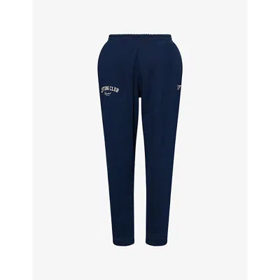Gymshark Womens Gs Navy Lifting Club Two-slip-pockets Straight-leg High-rise Cotton-blend Jogging Bottoms Xl
