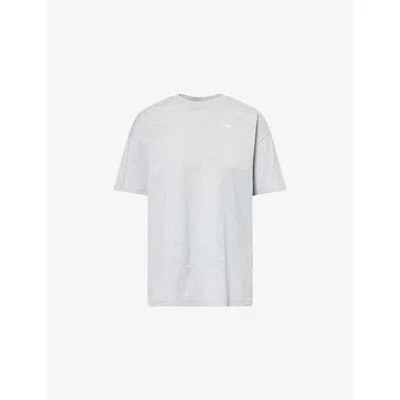 Gymshark Womens Oversized Dropped-shoulder Cotton T-shirt Light Grey Core Marl Xs In Gray