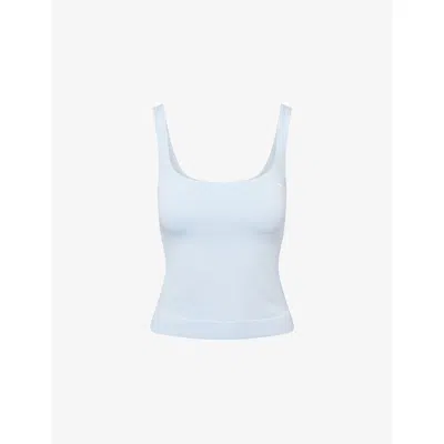 Gymshark Womens Gs Chilled Blue Vital Seamless Logo-print Stretch-woven Top Xl In Pattern
