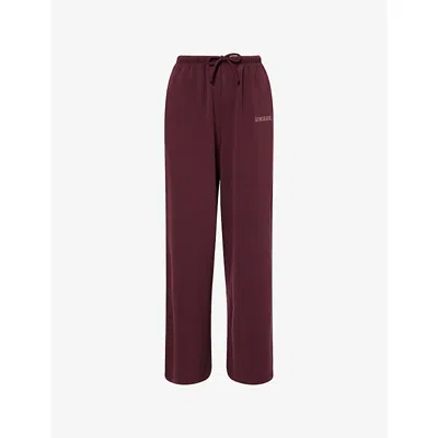 Gymshark Womens  Waffle Wide-leg Jersey Trousers In Burgundy