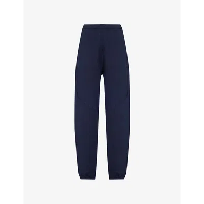 Gymshark Womens  X Leana Deeb Two-welt-pockets Tapered-leg High-rise Cotton-jersey Jogging Bottoms Gs In Gs Midnight Blue