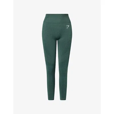 Gymshark Womens Obsidian Green Marl Vital Seamless 2.0 Gym Leggings Xl