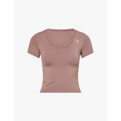 Gymshark Womens Pink Everyday Seamless Slim-fit Crew Neck Jersey T-shirt