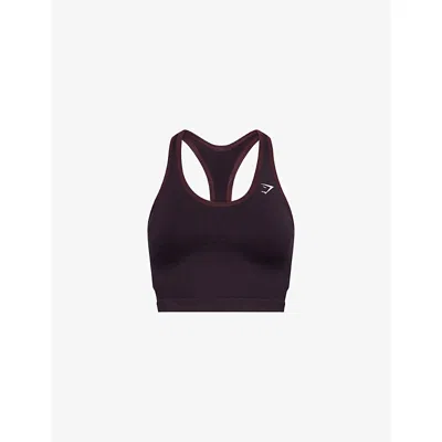 Gymshark Womens Purple Lift Seamless Logo-print Stretch-woven Bra Xs