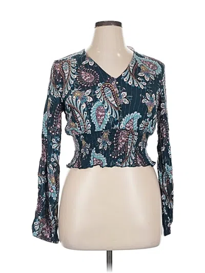 Pre-owned Gypsies & Moondust Long Sleeve Blouse In Blue