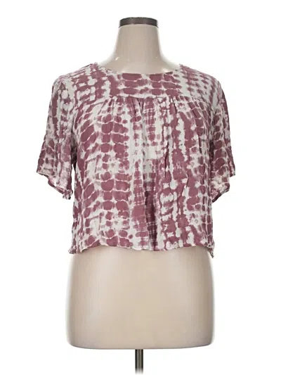 Pre-owned Gypsies & Moondust Short Sleeve Blouse In Burgundy