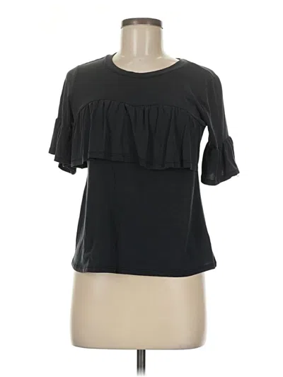 Pre-owned Gypsies & Moondust Short Sleeve Top Black Ruffles Neckline Tops