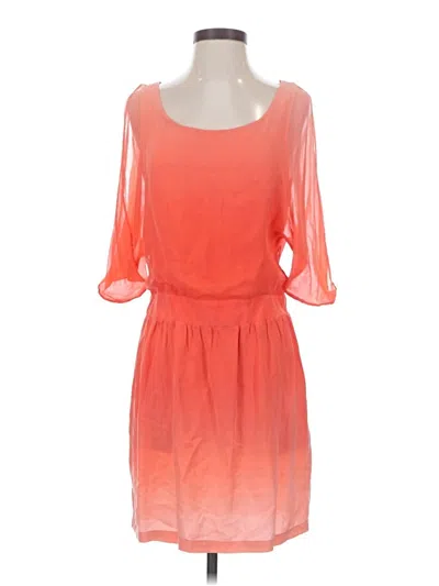Pre-owned Gypsy 05 3/4 Sleeve Silk Top Orange Square Neckline Tops
