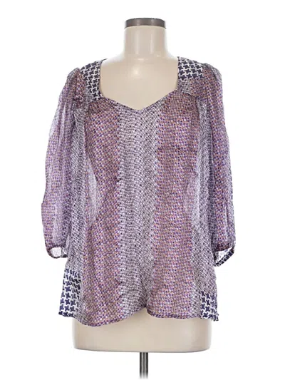 Pre-owned Gypsy 05 3/4 Sleeve Silk Top Purple Square Neckline Tops