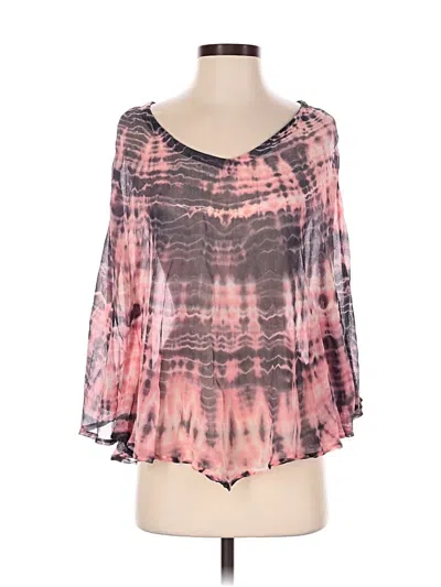 Pre-owned Gypsy 05 3/4 Sleeve Top Pink Cold Shoulder Neckline Tops