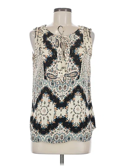 Pre-owned Gypsy 05 Sleeveless Silk Top Blue Keyhole Neckline Tops