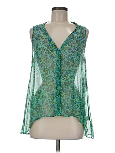 Pre-owned Gypsy 05 Sleeveless Silk Top Green V-neck Tops