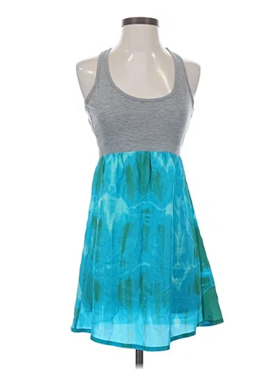 Pre-owned Gypsy 05 Sleeveless Silk Top Teal Halter Neckline Tops