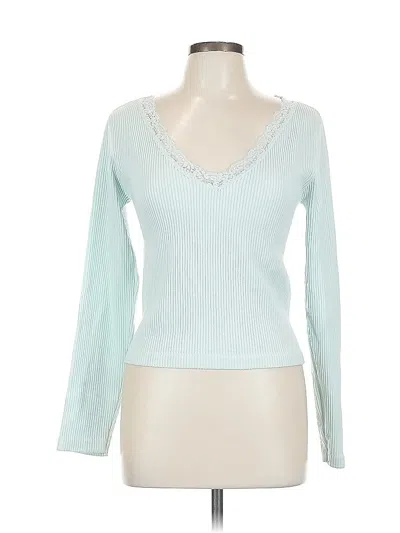 Pre-owned Gypsy & Jade Long Sleeve Top Teal Sweetheart Neckline Tops In Blue