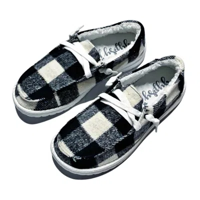 Gypsy Jazz Riley Slip On Shoes In Black & White Buffalo Plaid