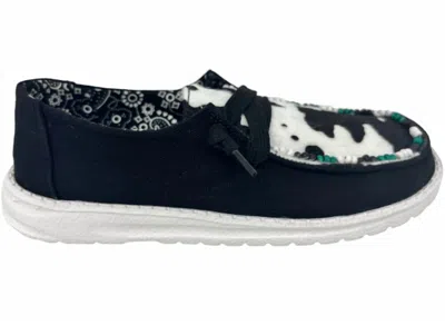 Gypsy Jazz Women's Clarissa Cow Slip-on Shoes In Black/white In Multi