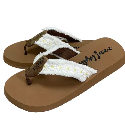 Gypsy Jazz Women's Daisies Flip-flop In White/black In Blue