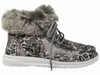 GYPSY JAZZ WOMEN'S FANCY LEOPARD FAUX FUR LINED HIGH TOP SHOES IN BLACK/WHITE