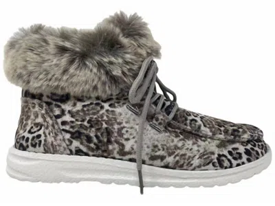 Gypsy Jazz Women's Fancy Leopard Faux Fur Lined High Top Shoes In Black/white In Multi