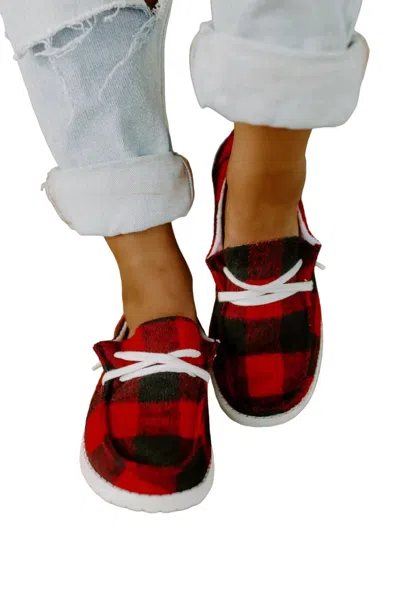 Gypsy Jazz Women's Heather Sneakers In Red Buffalo Plaid In Multi