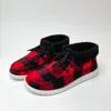 Gypsy Jazz Women's Mighty Sneaker Bootie In Red Buffalo Plaid In Multi